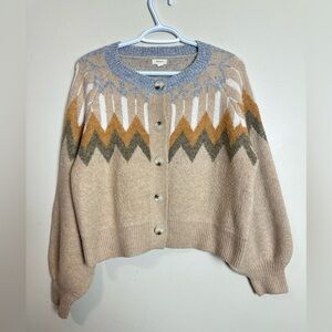 Debut S/M  Beige and Multicolor Zigzag Cardigan